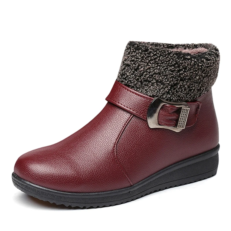 

Xemonale Winter Women Boots Warm Mother Ankle Boots PU Platform Shoes Woman Slip On Flats Creepers Casual Women Shoes XWX4706