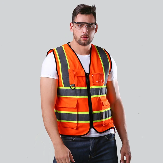 Hi-Vis Reflective Construction Vest with Strips