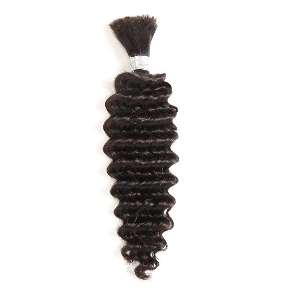 Sleek Pre-Colored Brazilian Deep Wave Human Hair Braiding Bulk No Weft 10 To 30 Inch Remy Bulk Human Hair Free Shipping