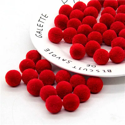 15 мм круглая плюшевая ткань бархатные шарики кашемировые помпоны бусины подходят серьги заколки для волос "сделай сам" Ремесла поставки ювелирных изделий - Цвет: red