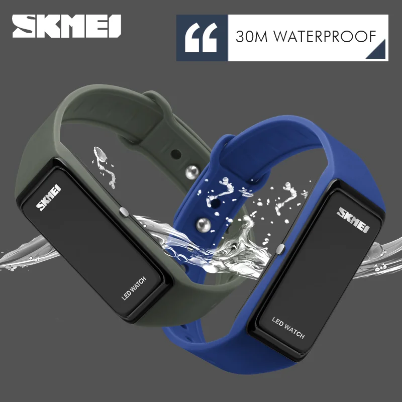 Skmei женщины спортивные часы девушки простой дизайн светодиодные женские