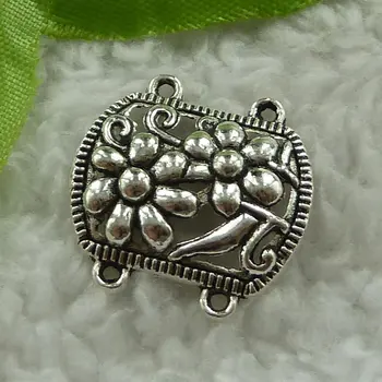 

160 pieces antique silver flower connectors 21x21mm #3134