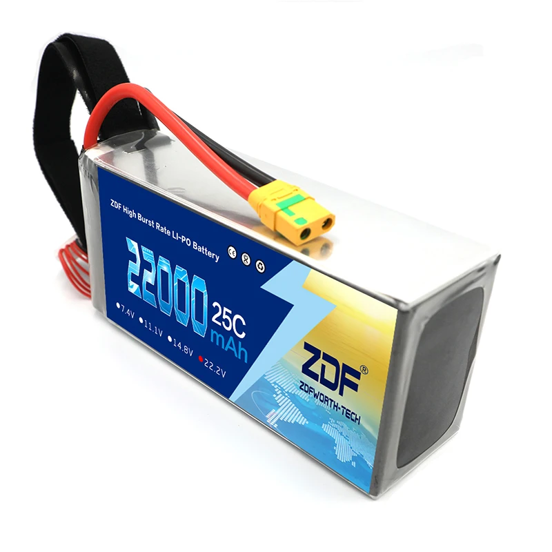 8 шт.(2 коробки) ZDF 6S 22,2 V LiPo аккумулятор 22000mAh 25C с разъемом XT90/AS150/XT150/XT90-S для беспилотного дрона