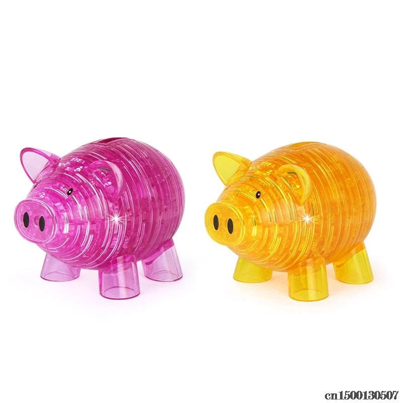 

3D Crystal Puzzle Building Block DIY Pig Model Piggy Bank Jigsaw Kit Educational Toys Gift For Kids Drop Ship