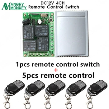 433Mhz Universal Wireless Remote Switch DC12V 4CH relay Receiver Module and 5 pieces RF Remote Control 433 Mhz Transmitter hot dc24v 4ch rf wireless remote control switch system 4receiver
