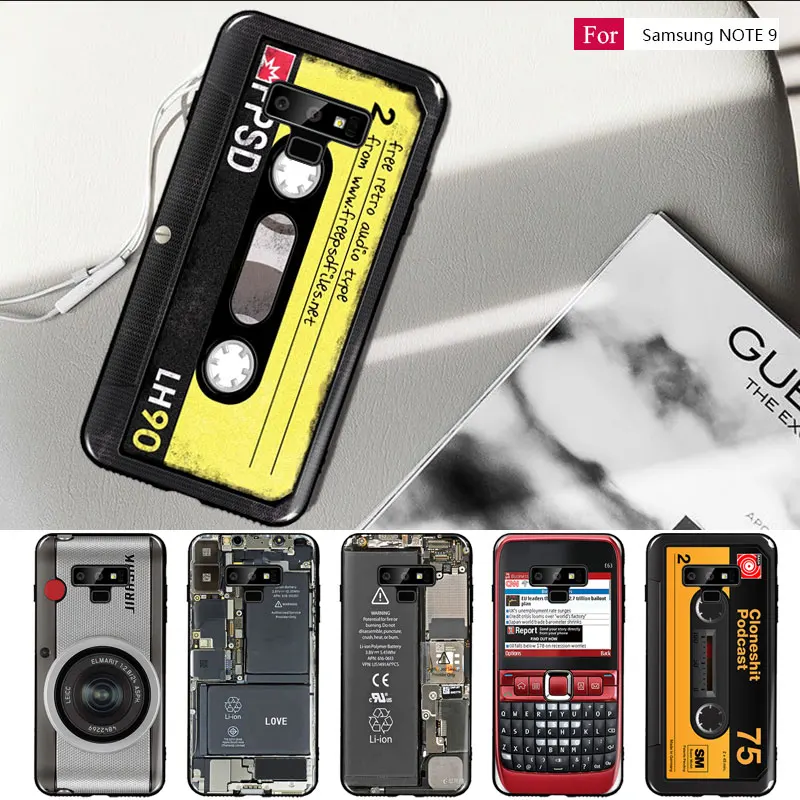 Case for Samsung Galaxy Note9 cover Ultra Thin Soft TPU Retro Camera Cassette Tapes Note 8 9 |