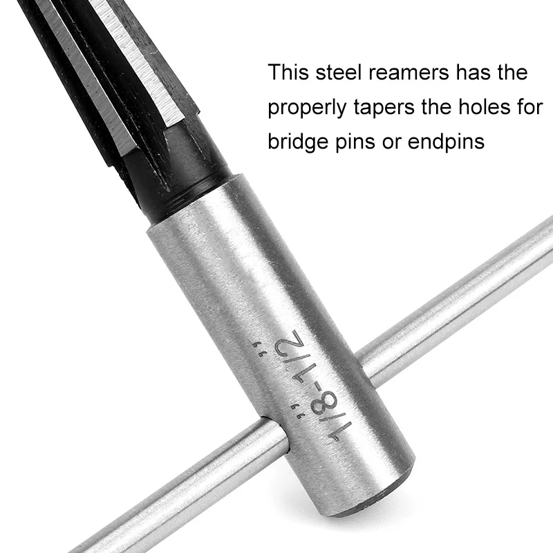 3-13mm Bridge Pin Hole Handheld Reamer T Shape Handle Tapered 6 Fluted Chamfer Reaming DIY Woodworker Cutting Tool 45 # Steel