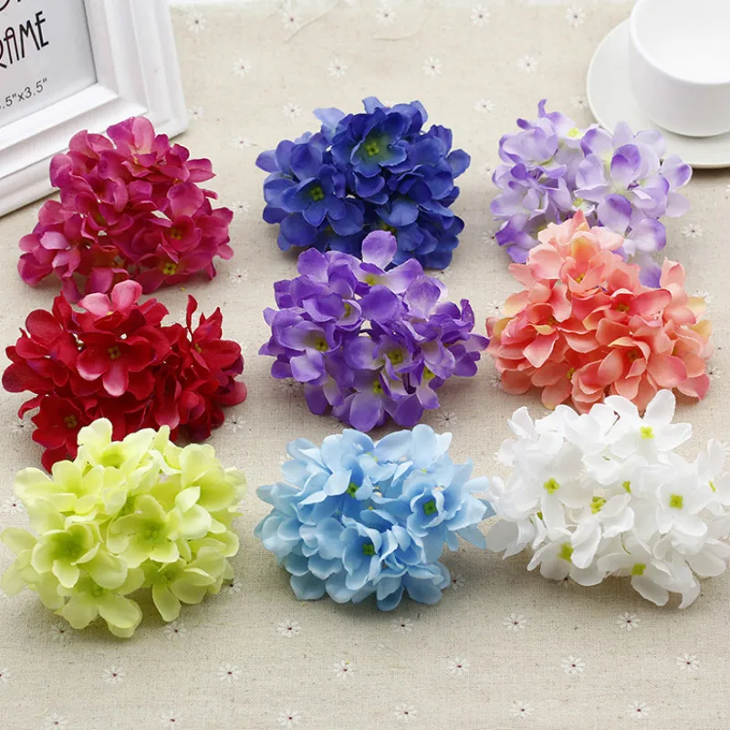 

NEW 10PCS/lot 15CM Artificial Silk Simulation hydrangea Flowers Heads DIY Wedding Home Party Holiday Decoration Flower 14 Colors