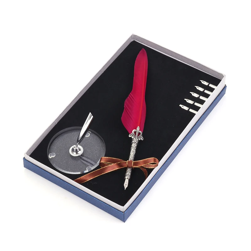 

Feather Vintage Dip water Fountain Pen Europe and America Marry Signing Pen Birthday Gift Christmas Present Writing Supplies