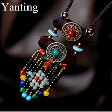 Yanting boho ювелирное этническое богемное ожерелье для женщин ожерелья с подвеской из натурального камня винтажная длинная веревочная цепочка Ожерелье