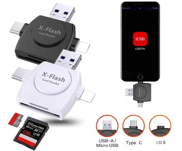 4in1 Тип C Card Reader для samsung S7 S8 S9 LG G5 G6 Macbook TF SD Card Reader для iPhone Xs XR 5 6 7 8 плюс iPAD телефона Android