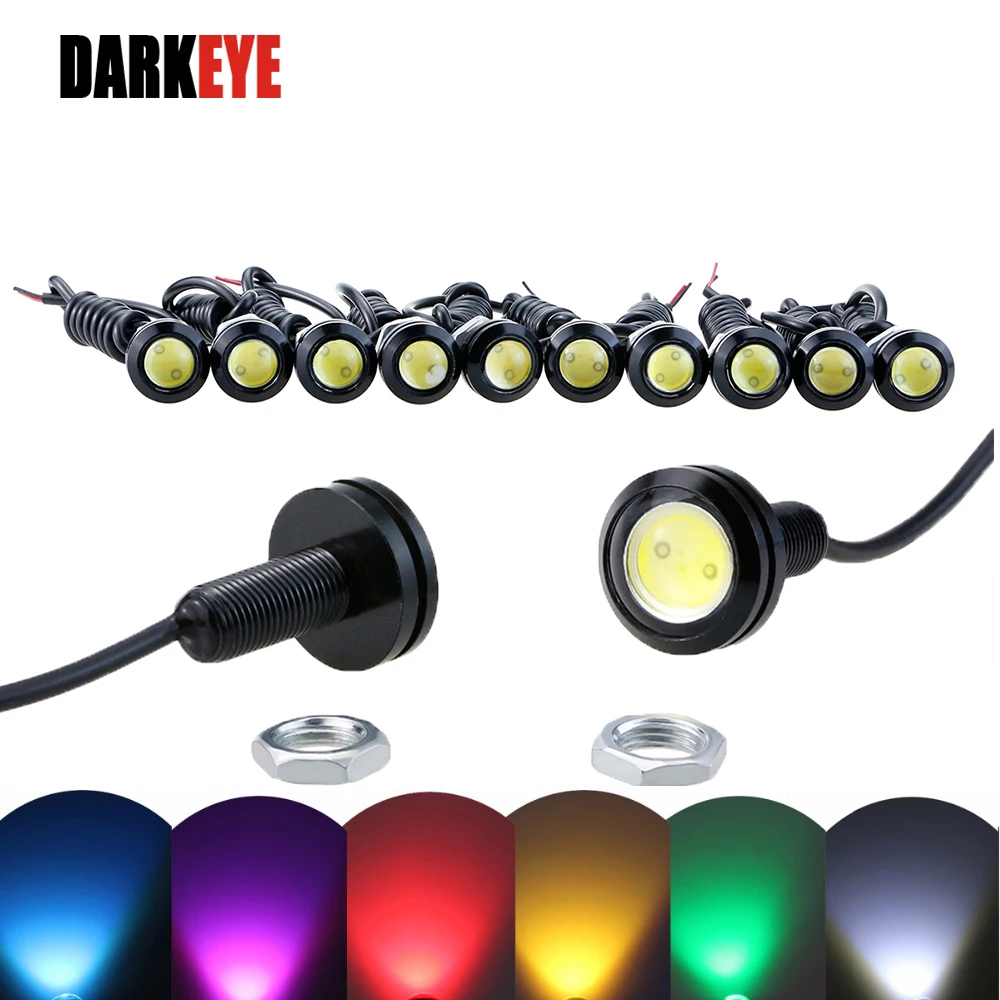 

10PCS/lot 18mm 23mm Led 12V DIY Eagle Eye Daytime Running Lights Source Backup Reversing Parking Signal Lamp Waterproof black AC