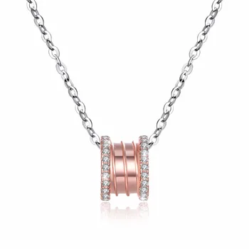 

Otogo Transing 2019 summer Hot style rose gold round Turn round bead pendant necklace sterling silver necklace for wonmen gift