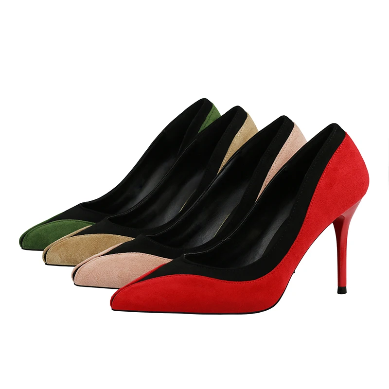 

2018 European and American Style New Pointed Color Matching Women's Shoes Personality Stiletto Women's High-heeled Shoes