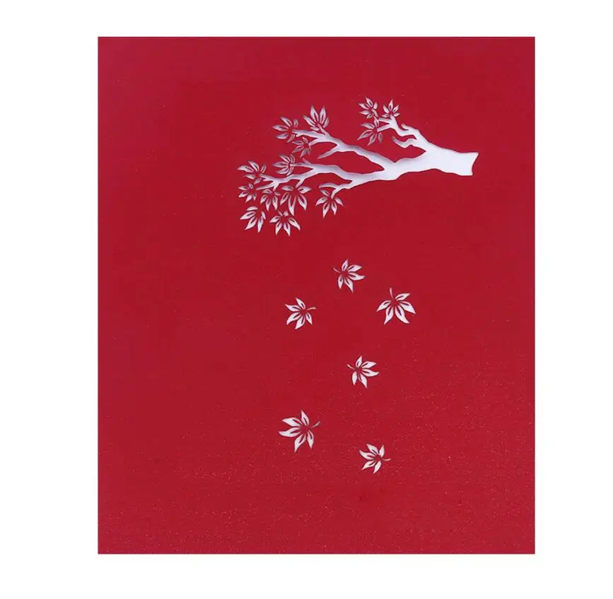  10pcs Handmade Kirigami Origami Maple leaves Tree 3D Pop UP Greeting Cards Invitation card For Wedd - 33032364488
