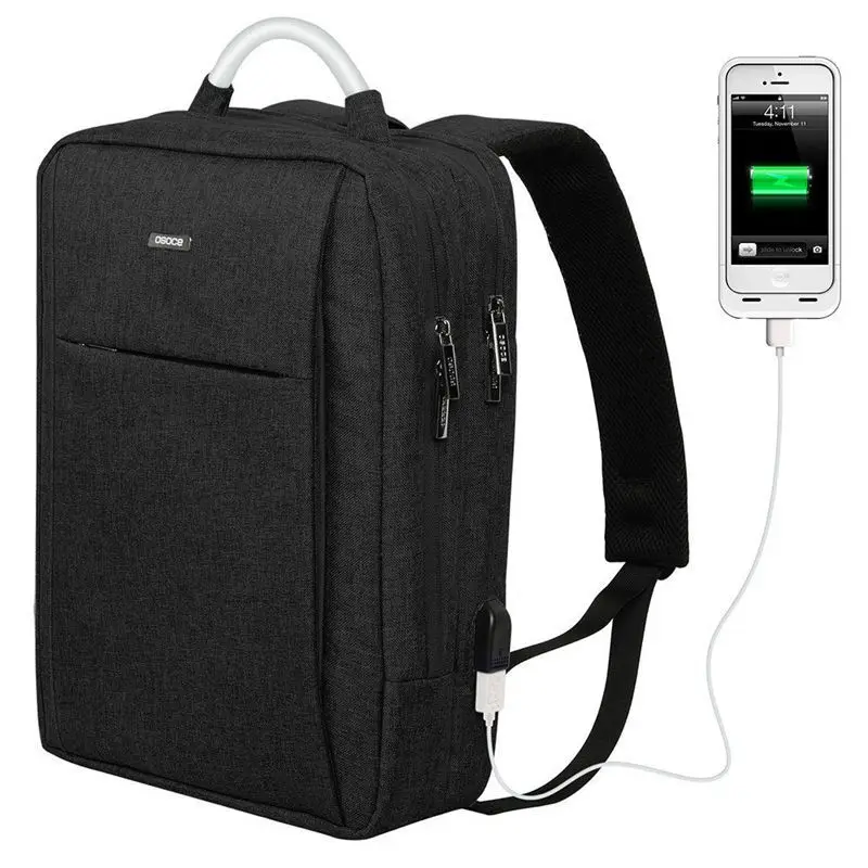 

15.6 Inch laptop anti theft backpack with usb charging bag Casual men laptop pvc backpack travel hiking waterproof bag for Men