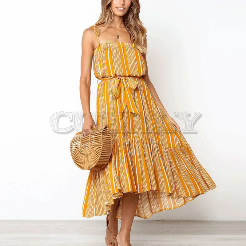 

Cuerly 2019 summer big pendulum print dress women bohemian beach long dress sexy summer sundress female vestidos L5