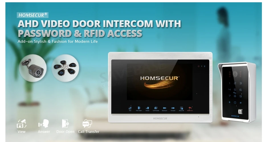 Homsur 7 "проводной видео и аудио Smart дверные звонки 1.3MP пароль доступа для квартиры BC081HD + BM702HD-S