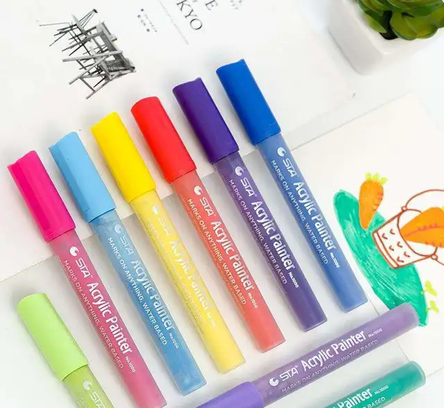 Sta 1000 Acrylic Paint Art Marker Pen 12 Colors Water-based Pigment Ink Diy  Marker For Ceramic Rock Glass Porcelain Mug Doodling - Art Markers -  AliExpress