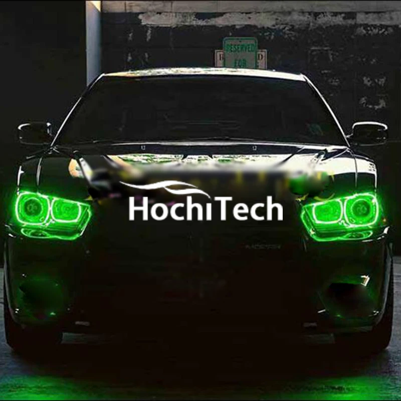 Для Dodge charger 2011 2012 2013 RGB светодиодный фары кольца halo ангел демон глаза с пультом дистанционного управления