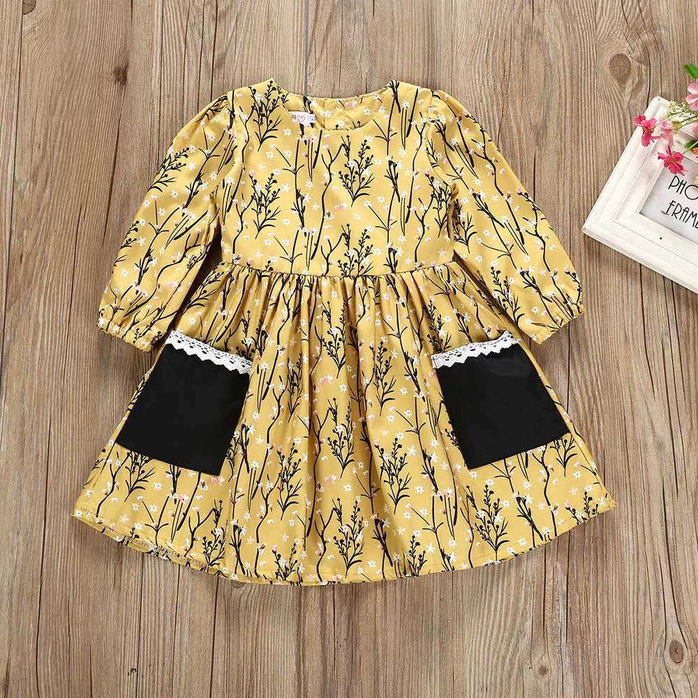 MUQGEW Baby Boy Girl Clothes Winter Toddler Baby Girls Long Sleeve Floral Printing Dress Outfit Dresses Clothes Dress for girls