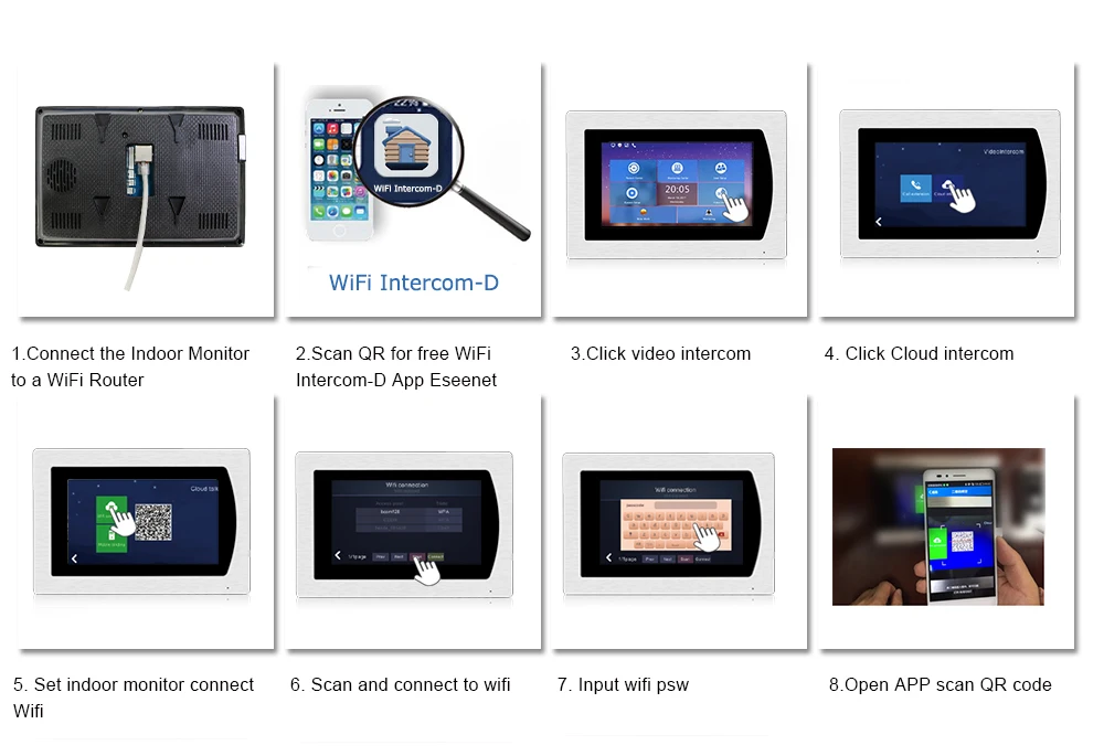 7''WIFI видео ip-телефон двери звонок домофона Сенсорный экран для построения Система контроля доступа 1 до 6 POE Пароль/карт IC/ iOS