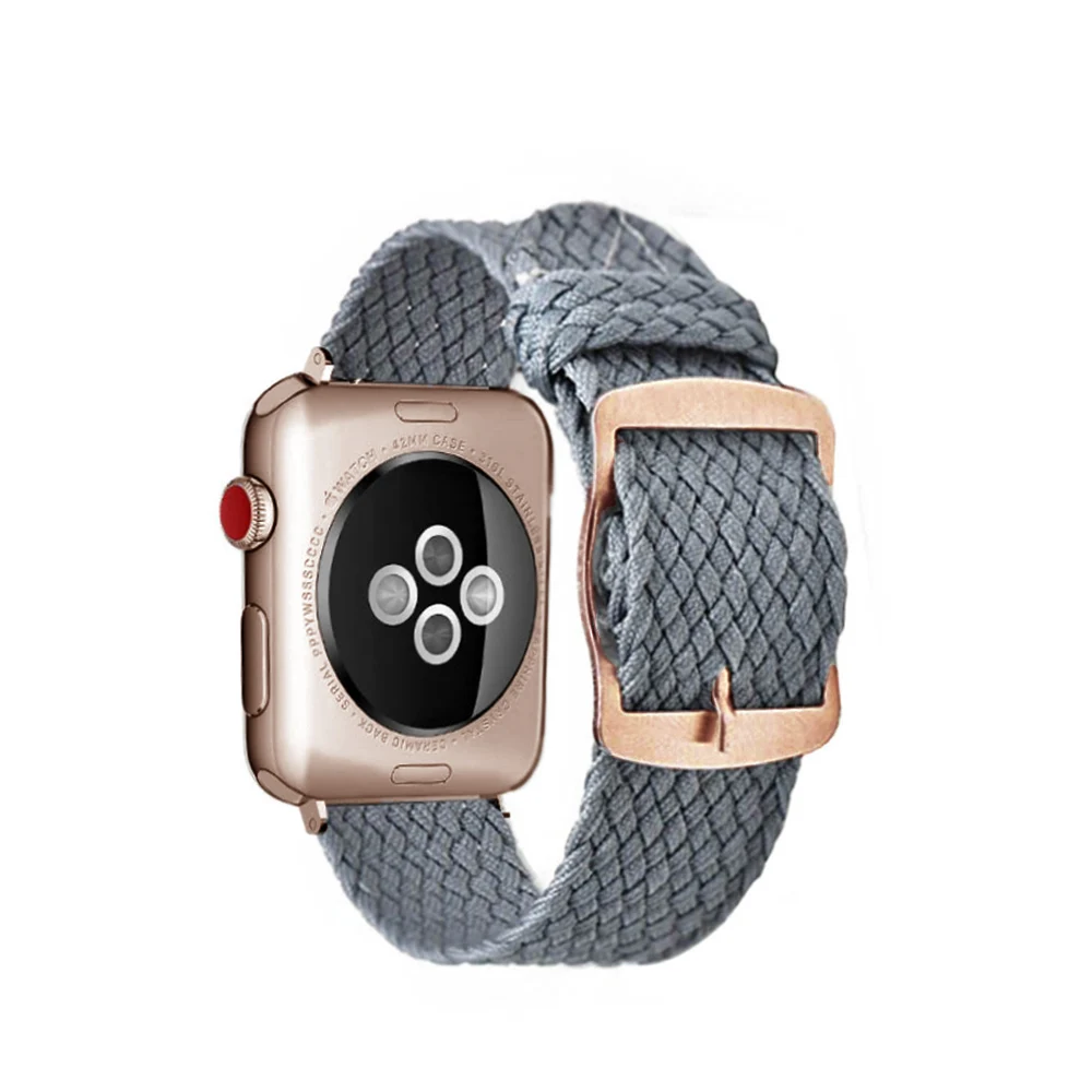 Модные петля ремешок нейлон кабель-браслет на запястье часы аксессуары для наручных часов Apple watch 1/2/3 42 мм 44 мм для наручных часов iwatch, ремешок 4/5 38 мм 40 мм - Цвет ремешка: Grey-Rose gold