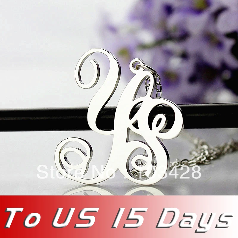 Ailin Freeshipping 2 Letters Monogram Necklace Personalized Monogram Necklace Personalized
