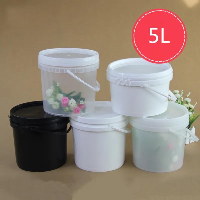 Download 5PCS/set 5L PP Plastic Bucket with Handle and Lid Food ...