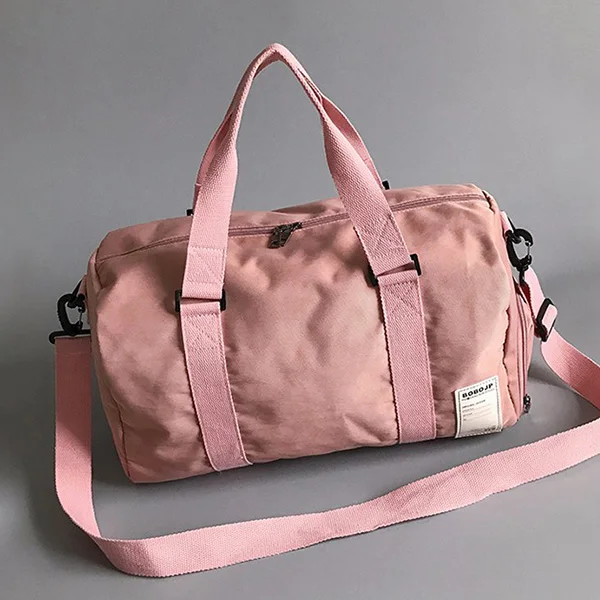 Одноцветная Мужская спортивная сумка на одно плечо, большая вместительность, простая сумка для фитнеса, Женская дорожная сумка на короткое расстояние - Цвет: Pink