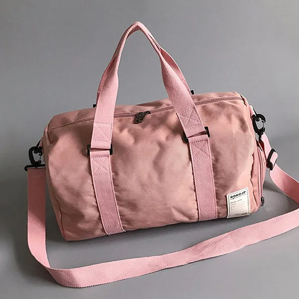 Pink Одноцветная Мужская спортивная сумка на одно плечо, большая вместительность, простая сумка для фитнеса, Женская дорожная сумка на короткое расстояние - Цвет: Pink