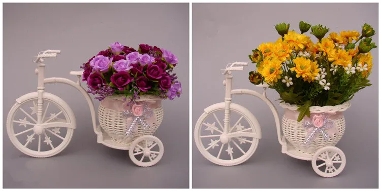Zakka ротанга трехколесный велосипед декоративная плетеная корзина поплавок ваза цветочные горшки контейнеры для искусственных цветов домашний декор
