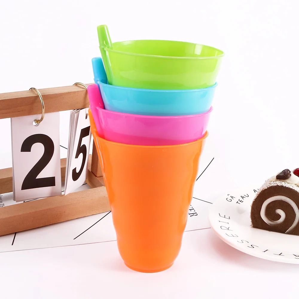 

Kids Candy Color Plastic Straw Cups Children Baby Water Cup with Built in Straw Mug Drink Beautiful Color