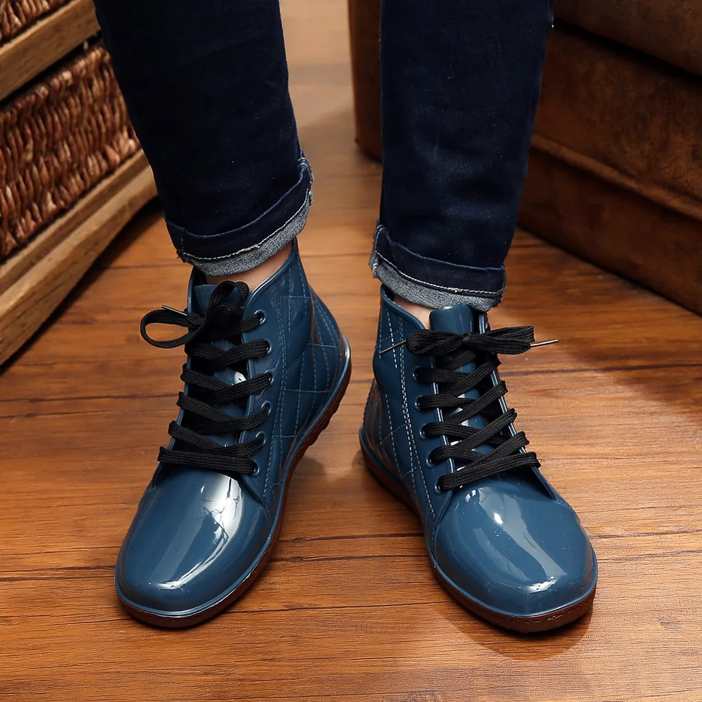 Perimedes/Мужская обувь на плоской подошве; мягкая прогулочная Мужская водонепроницаемая обувь на плоской подошве; короткие непромокаемые сапоги-трубы на шнуровке; Водонепроницаемая Повседневная водонепроницаемая обувь;# g45
