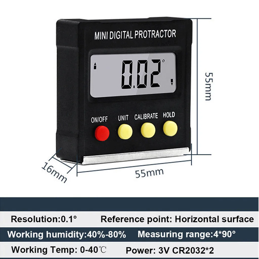 Кубический Инклинометр измеритель углов цифровой ЖК транспортир электронный уровень коробка