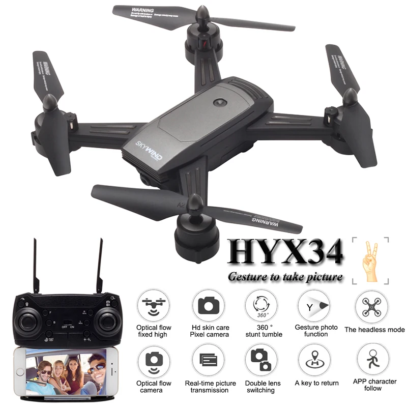 

HYX34 Dron Mini Drones With Camera Selfie HD Quadcopters RC Helicopter Quadrocopter Remote Control Toys For Children VS Syma x5c