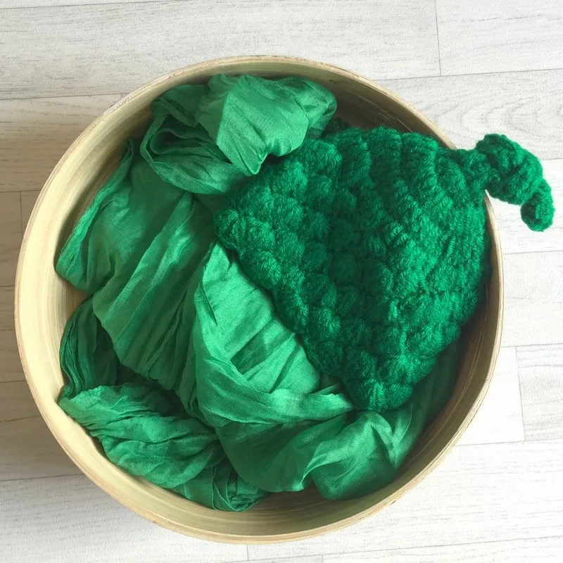 vert-fonce-set-wrap-coton-bonnet-seance-photo-nouveaux-nes-ref21