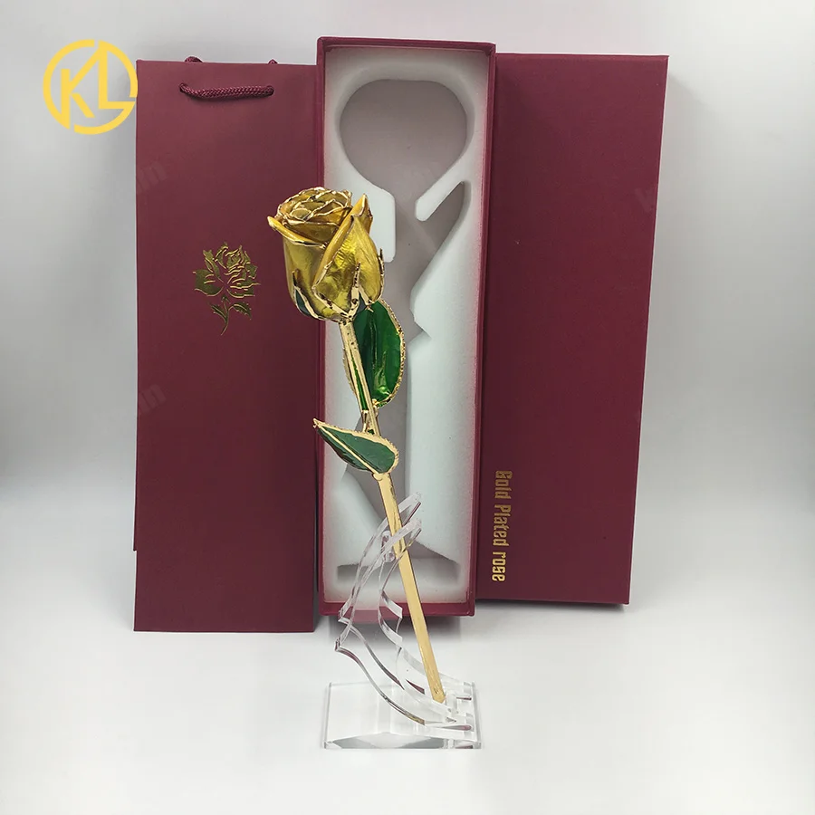 G029 серии Красавица и Чудовище 11 дюймов с длинными стеблями несколько Цветной бутон розы, смоченной в покрытыем цвета чистого 24 каратного золота самый лучший подарок для подруги - Цвет: G029-7