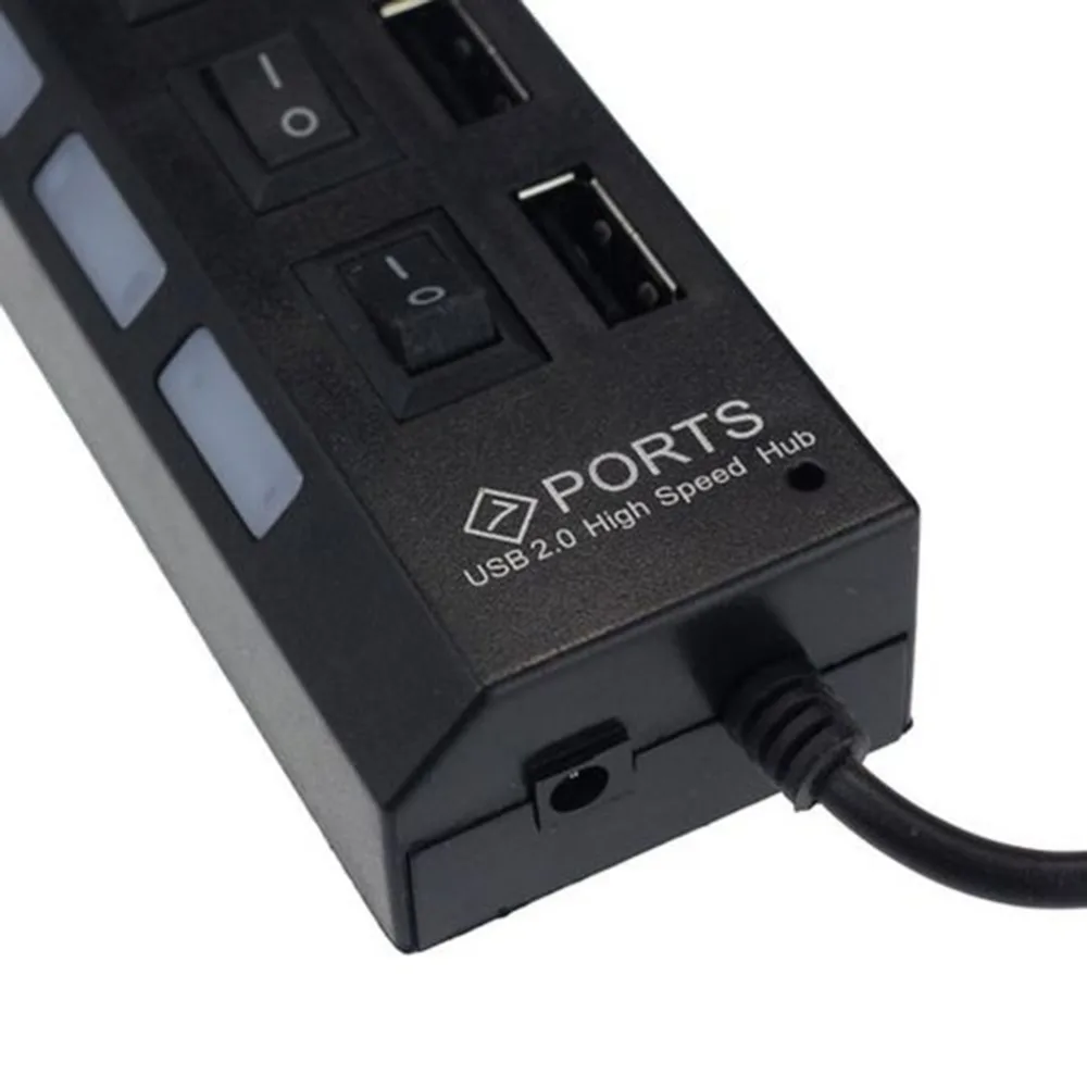 7 Порты и разъёмы USB 2,0 Black High Скорость концентратора Splitter кабель высокого Скорость для портативных ПК Mac