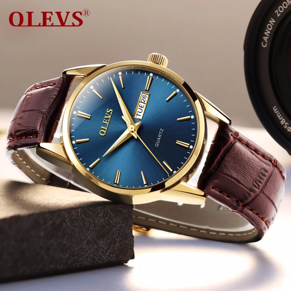 OLEVS 2018 Fashion Quartz Watch Men Watches Top Brand Luxury Leather Male Clock Business Mens Wrist watch Relogio masculino saat