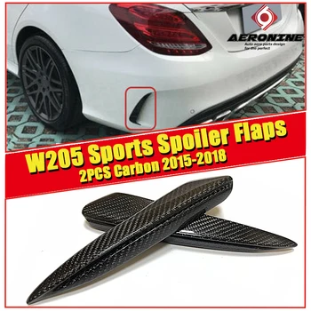 

W205 Rear Bumper Spoiler Flaps Air Flow Vent Carbon Fiber 2 Pcs For Benz C180 C200 C250 C63AMG look Rear Splitter Wings 2015-in