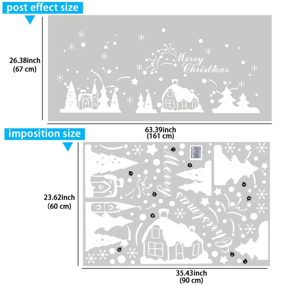 Xmas Snowflake Cabin Glass Stickers Christmas Glass Window Ornaments PVC Material Removable (4)
