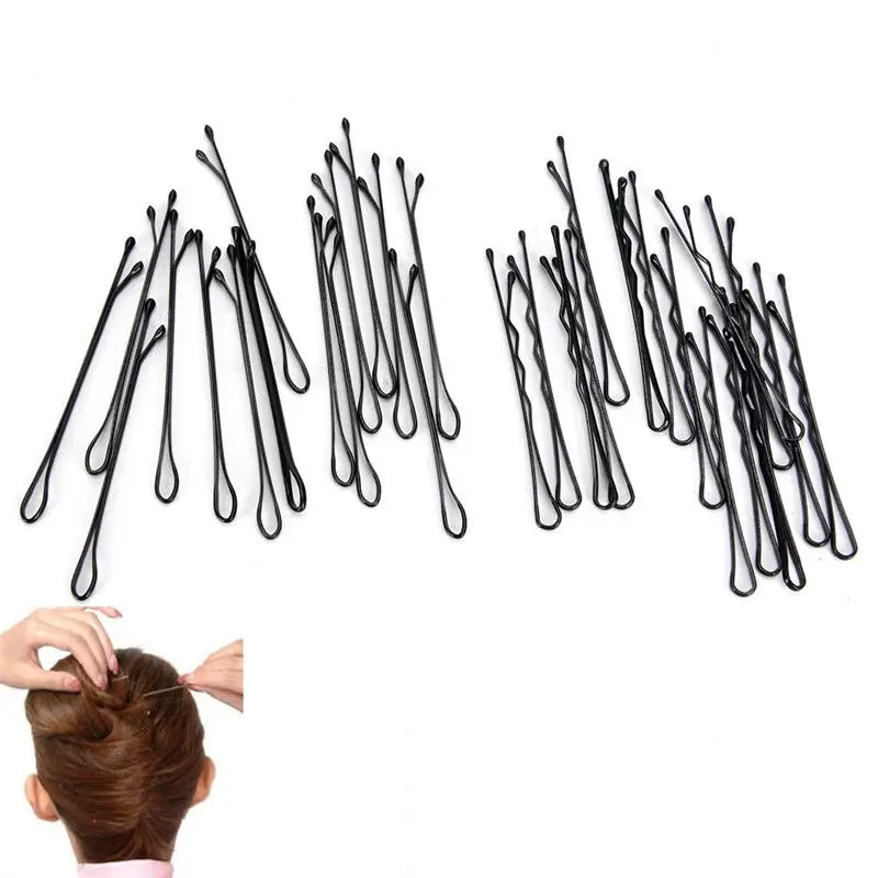 120Pcs/pack 4CM Hair Clips Women Hair Pins Invisible Straight Wavy Grips Salon Barrette Hairpin Barrette Hair Accessories Black