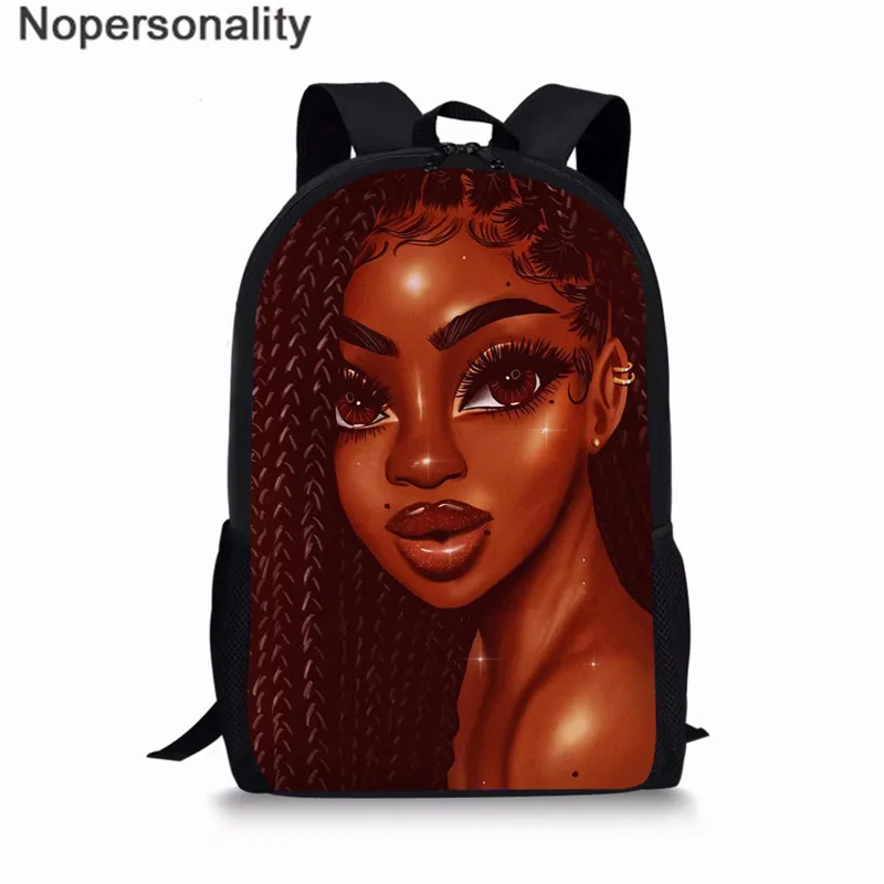 Nopersonality Black Art Afro Girl Print African Backpack for School Teenage Girls Book Bags Toddler Schoolbag Mochila Escolar - Цвет: LH1062C