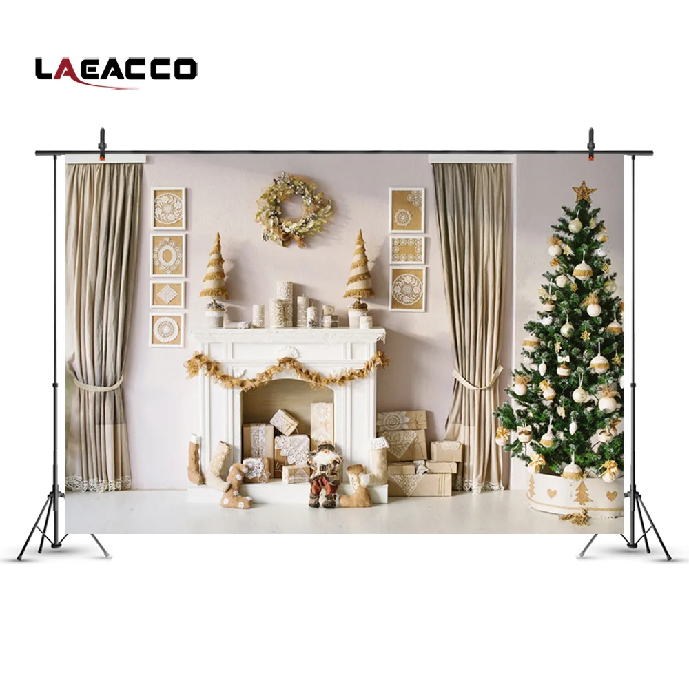 Laeacco Christmas Tree Fireplace Interior Scene Child Photography Backgrounds Customized Photographic Backdrops For Photo Studio laeacco vintage old wooden board plank texture photography backgrounds customized photography backdrops for photo studio