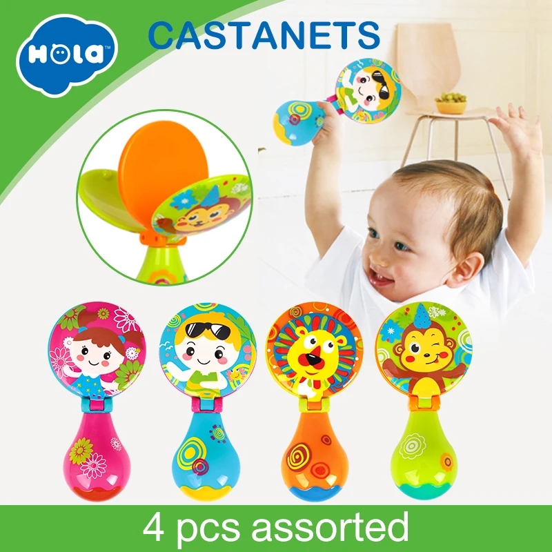 Baby Handle Musical Instrument Noise Maker Cartoon Castanets Wooden Clapper