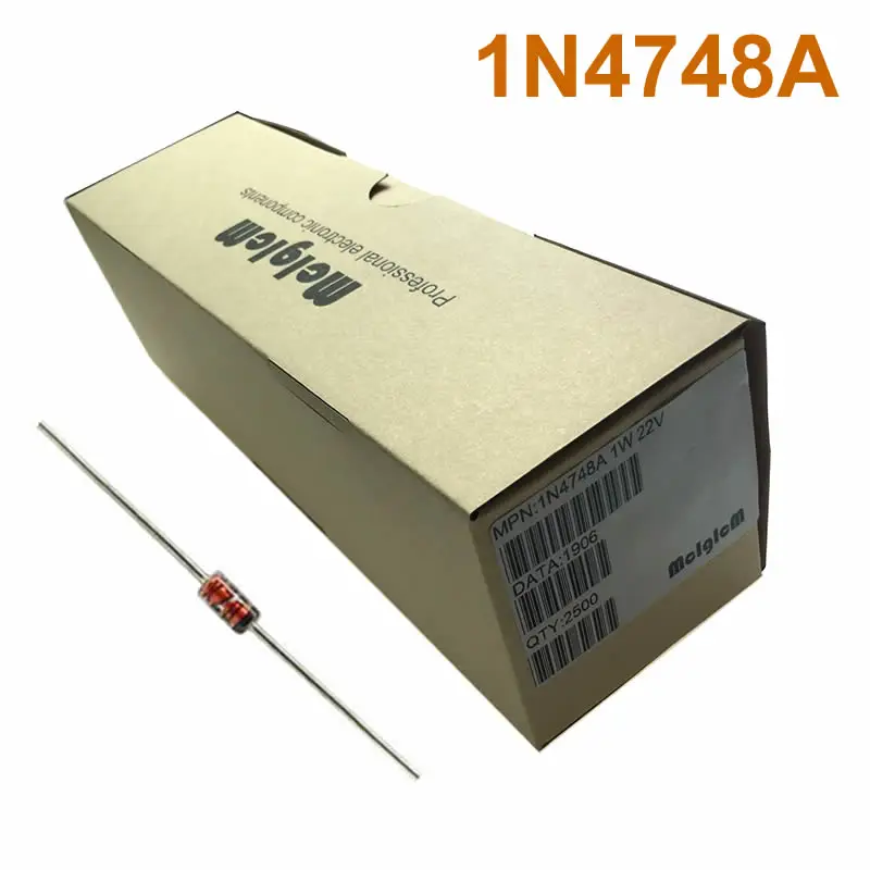 

MCIGICM 2500 pcs Zener Diode 22V 1W Through Hole DO-41 1N4748 1N4748A