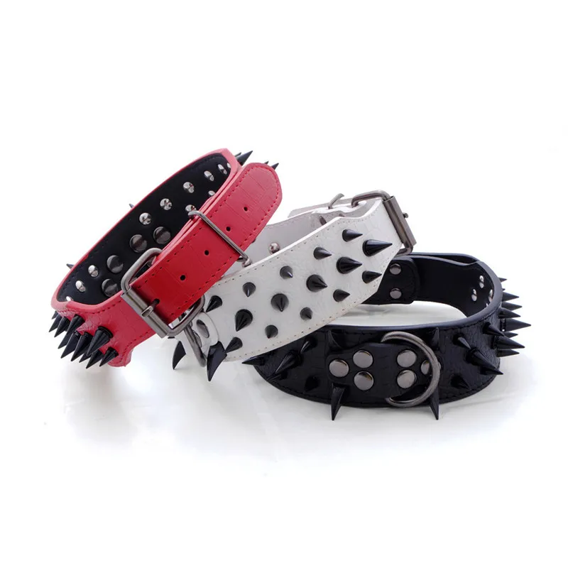 Leather rivet collar Rivets Studded Leather Pet Dog Collars For Small Medium large Dogs XS S M