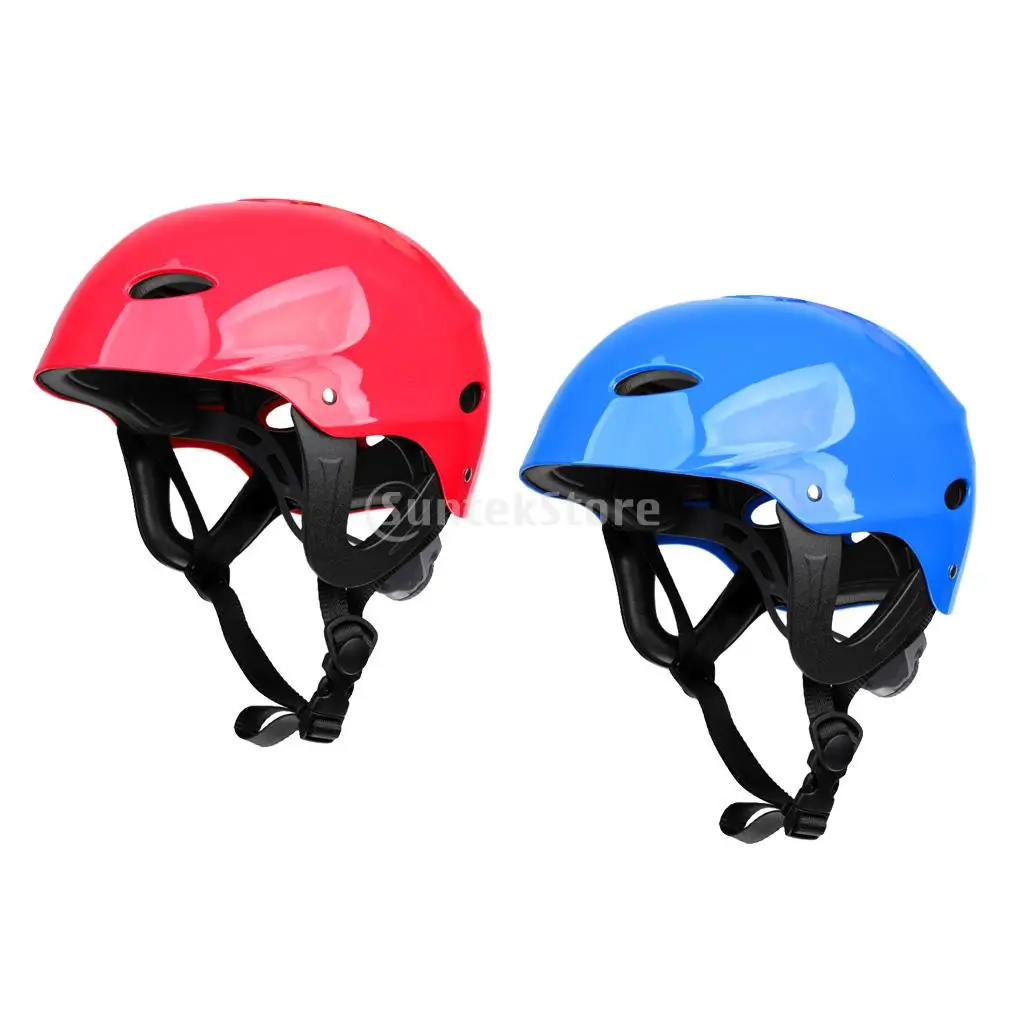 

2 Pieces Blue + Red Safety Helmet Hard Hat for Kayaking Surf Paddleboard Water Sports 55-61cm Head Circumference