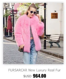 FURSARCAR роскошная женская меховая парка пуховик с капюшоном Модный черный Femme Зимний натуральный мех парка с воротником из меха енота